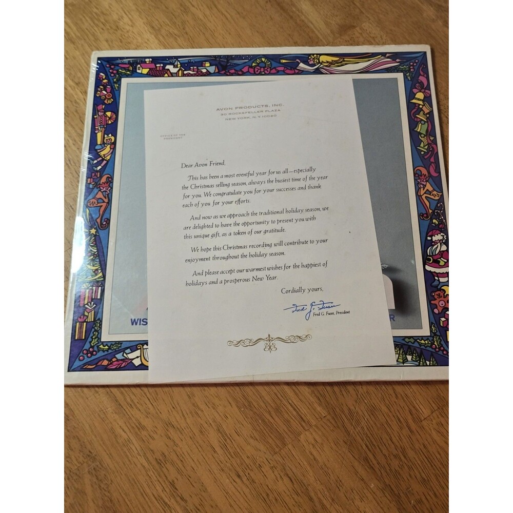 Sealed Vintage 1970s Avon Christmas LP Longines Symphonette w/ President Letter